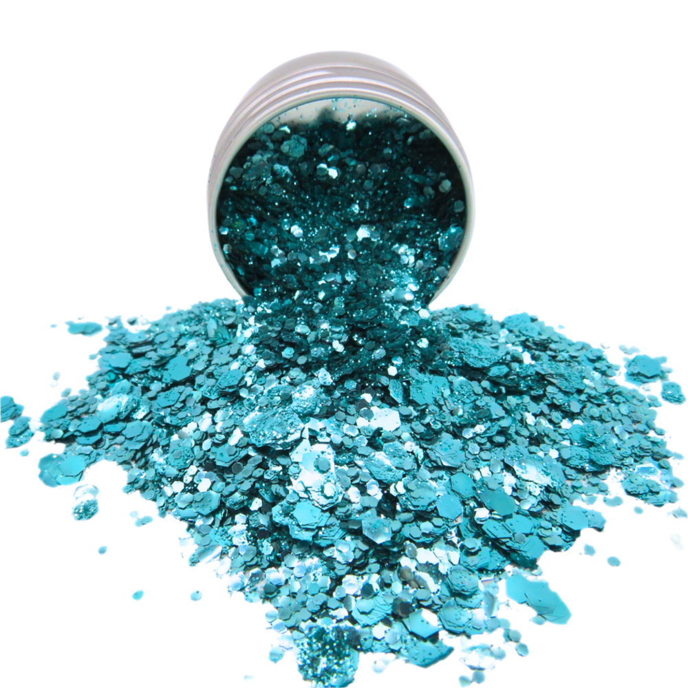 Turquoise eco friendly glitter mix.