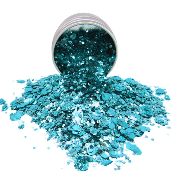 Turquoise eco friendly glitter mix.