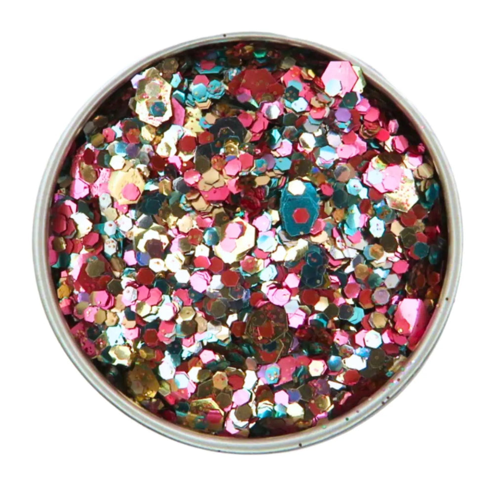 Unicorn eco friendly glitter mix is made with silver, pink, rose gold and turquoise glitter in fine, chunky and super chunky sizing.