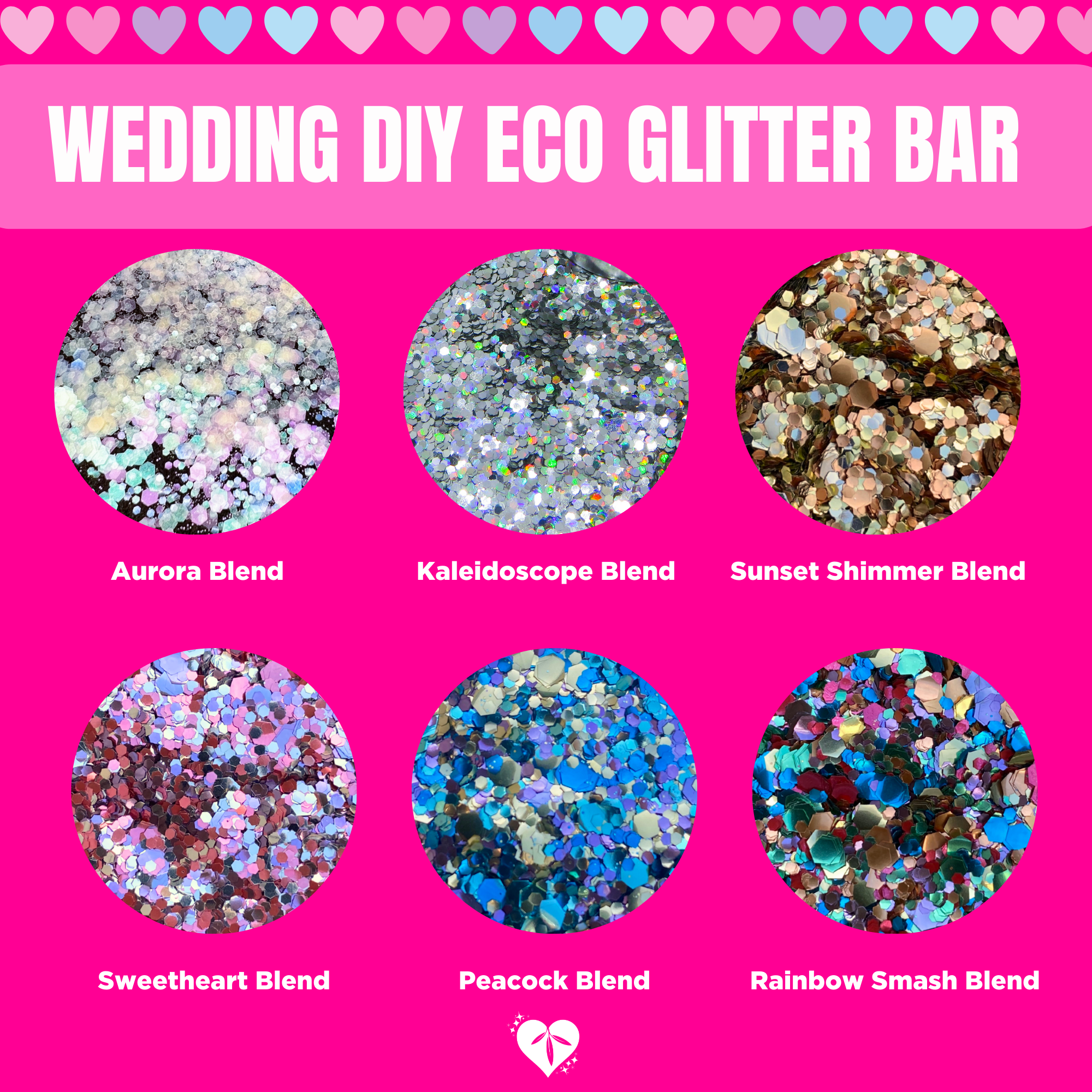 Wedding glitter bar DIY kit including iridescent and holographic glitter blends