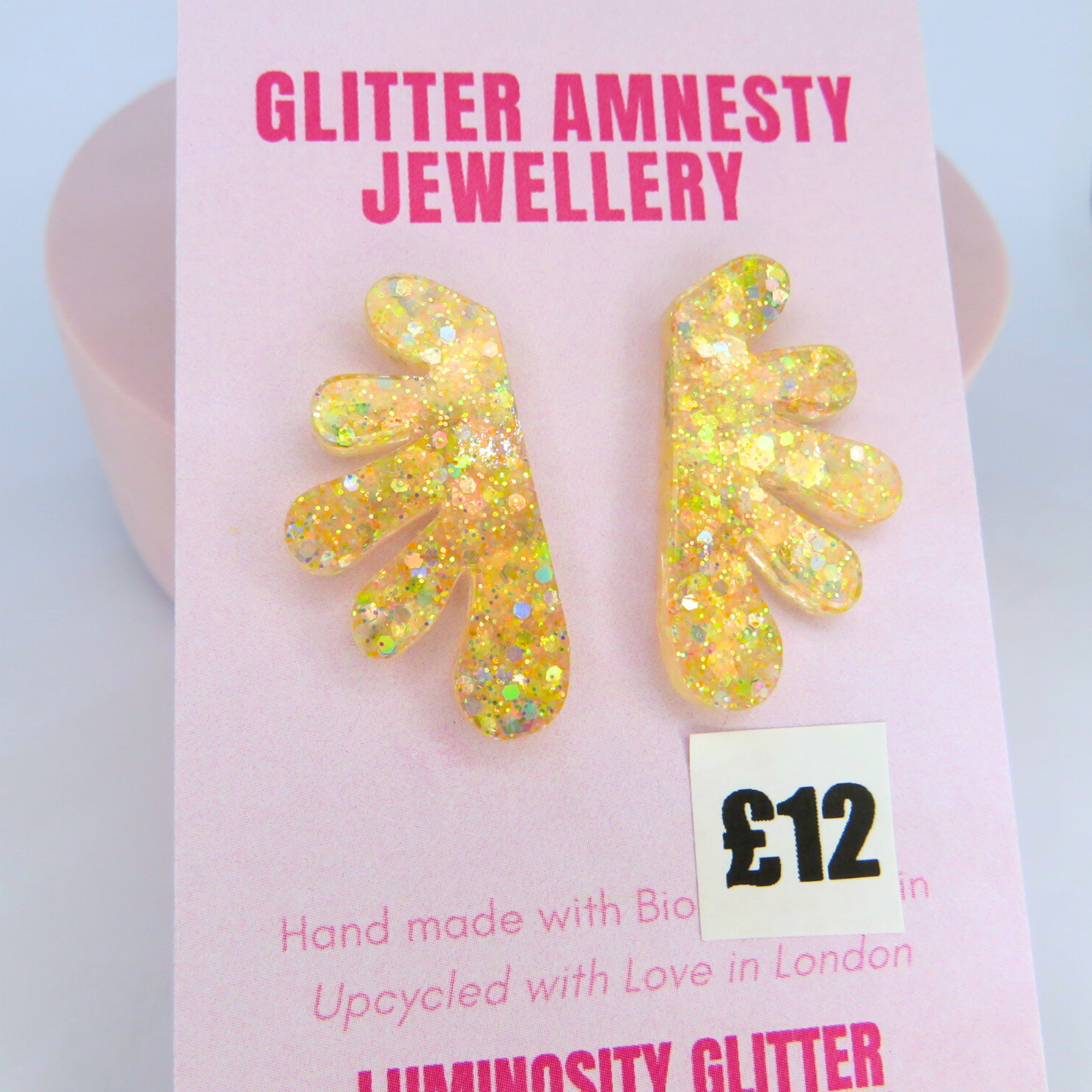 Stud Glitter Earrings - Gold Leaf