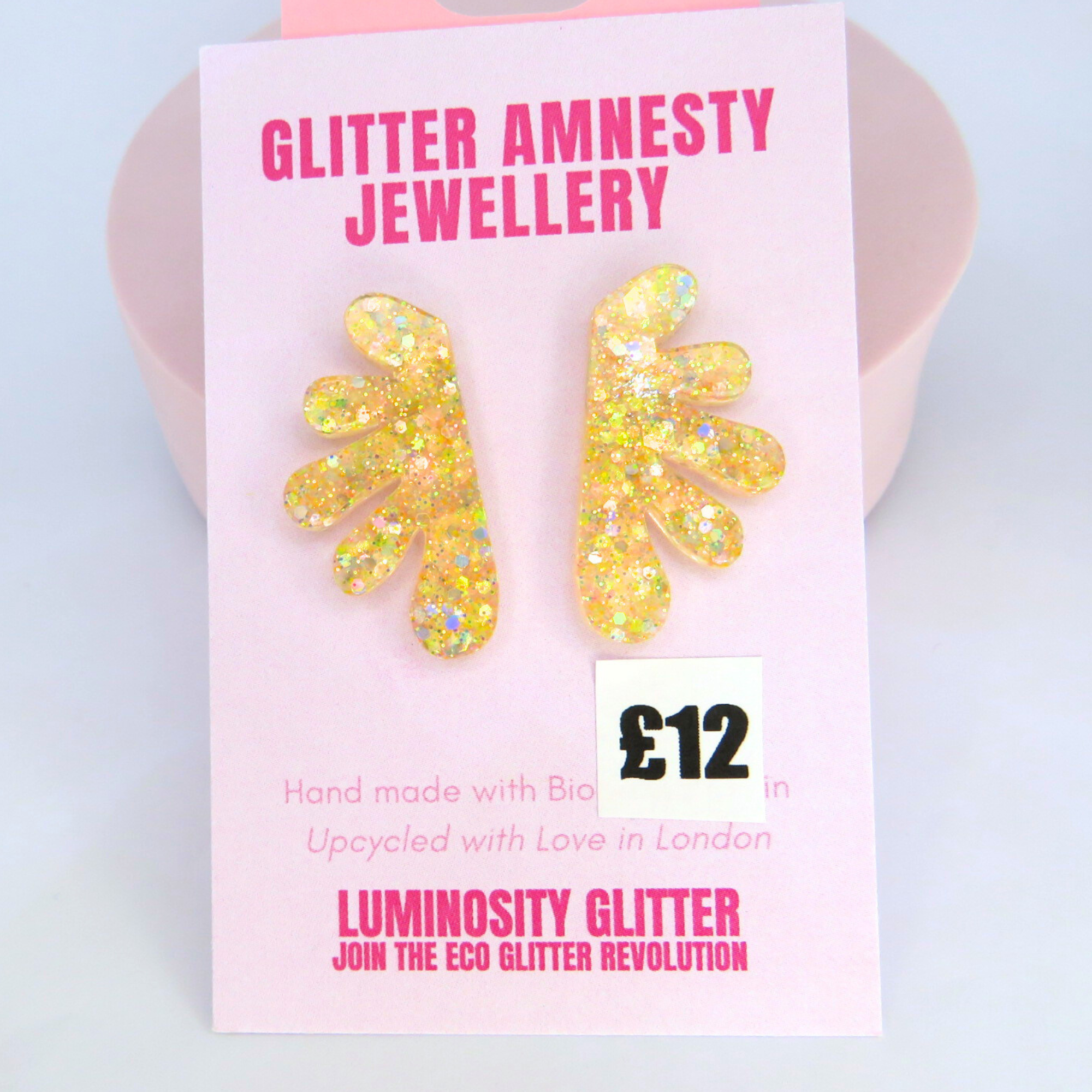 Stud Glitter Earrings - Gold Leaf