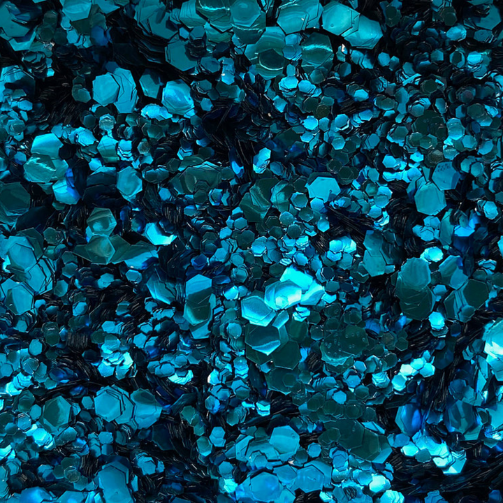 Blue blend of biodegradable glitter