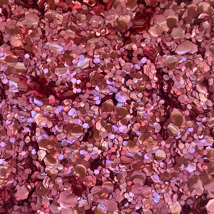 Rose pink mix of fine, chunky and ultra chunky biodegradable glitter by Luminosity Glitter