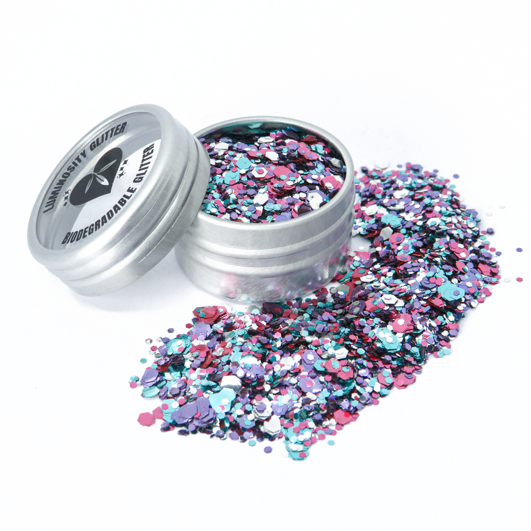 Lyra blend of biodegradable cosmetic glitter by Luminosity Glitter London