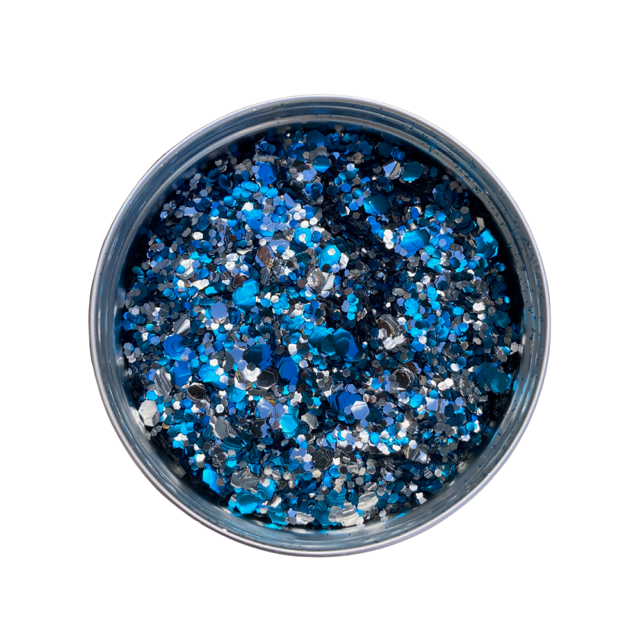 Moon River Biodegradable Glitter Blend by Luminosity Glitter in an aluminium pot