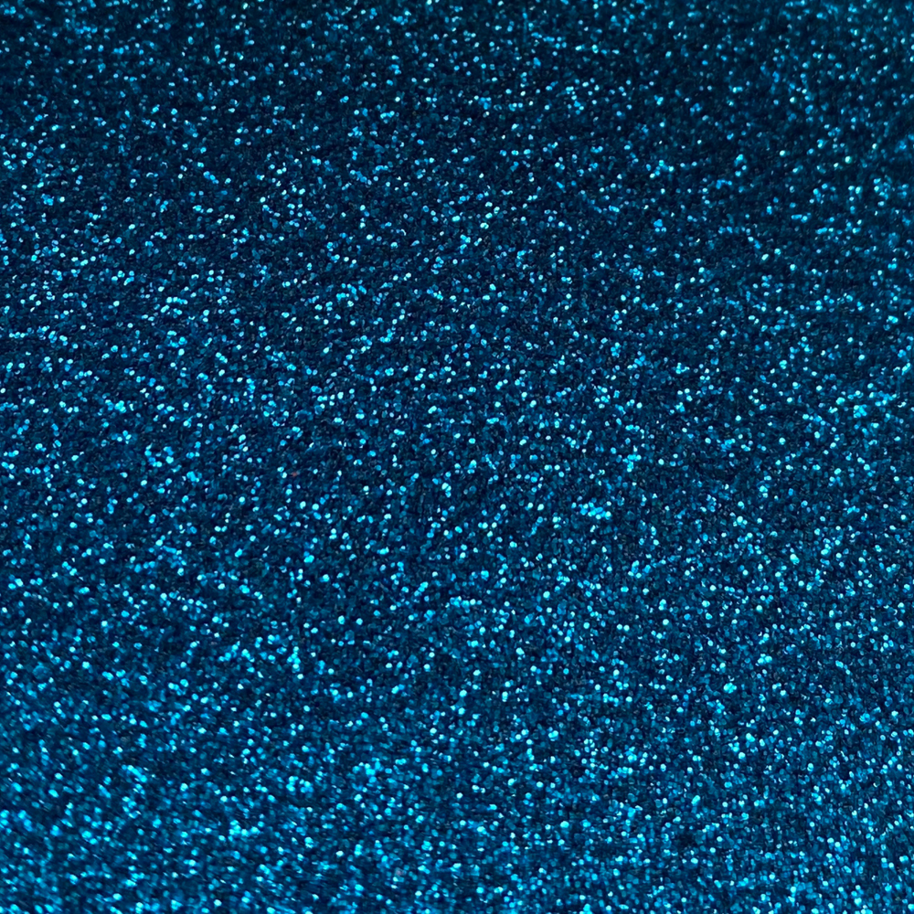 Close up of Luminosity Glitter's blue fine eco glitter