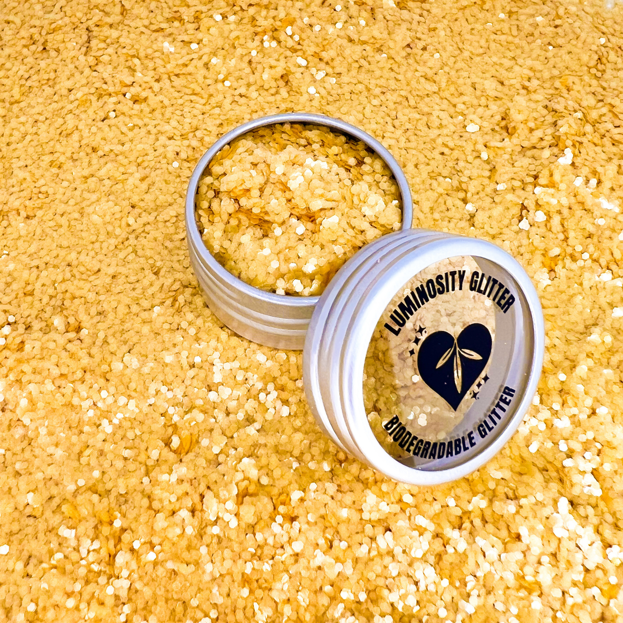 Chunky honey gold biodegradable glitter that is 100% plastic and aluminium free.