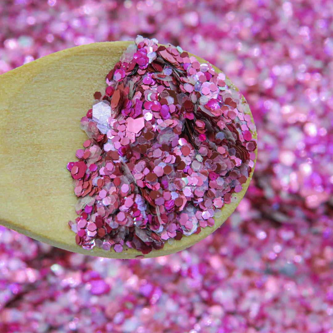 Cosmo iridescent mix of eco glitters in pink shades