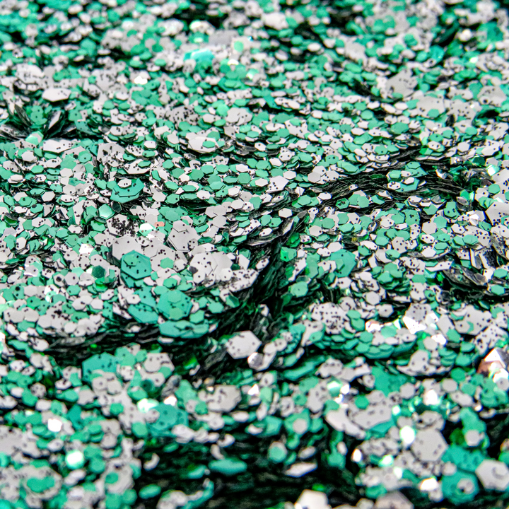 Disco Zombie eco glitter blend of green, silver and black biodegradable glitter.