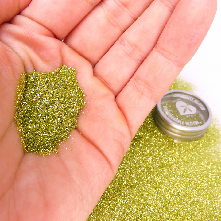Gold fine biodegradable glitter is proven to biodegrade in a natural environment in around 4 weeks.