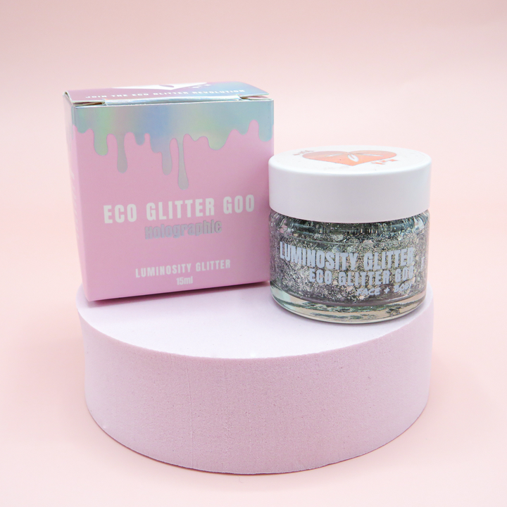 Holographic eco glitter goo by Luminosity Glitter is a cosmetic eco glitter gel