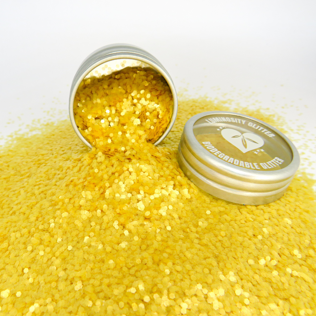 Honey gold chunky eco glitter in a honey gold shade. Bioglitter pure is 100% plastic free