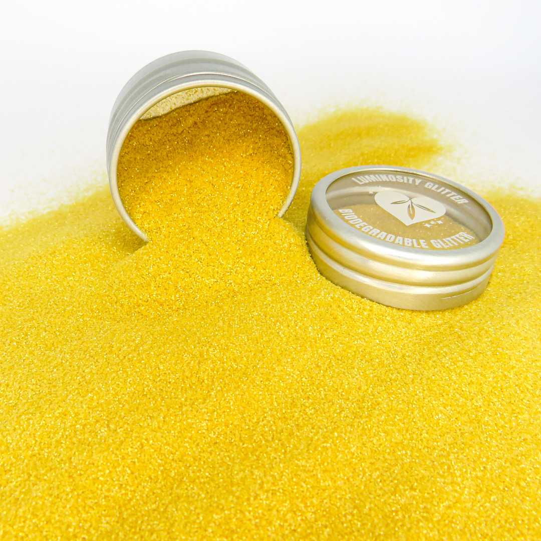 Honey gold fine eco glitter. Made from regenerated eucalyptus cellulose from sustainable plantations.