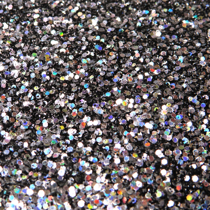 Moonlight wish eco glitter mix by Luminosity Glitter is a mix of jet black and silver holographic bioglitter