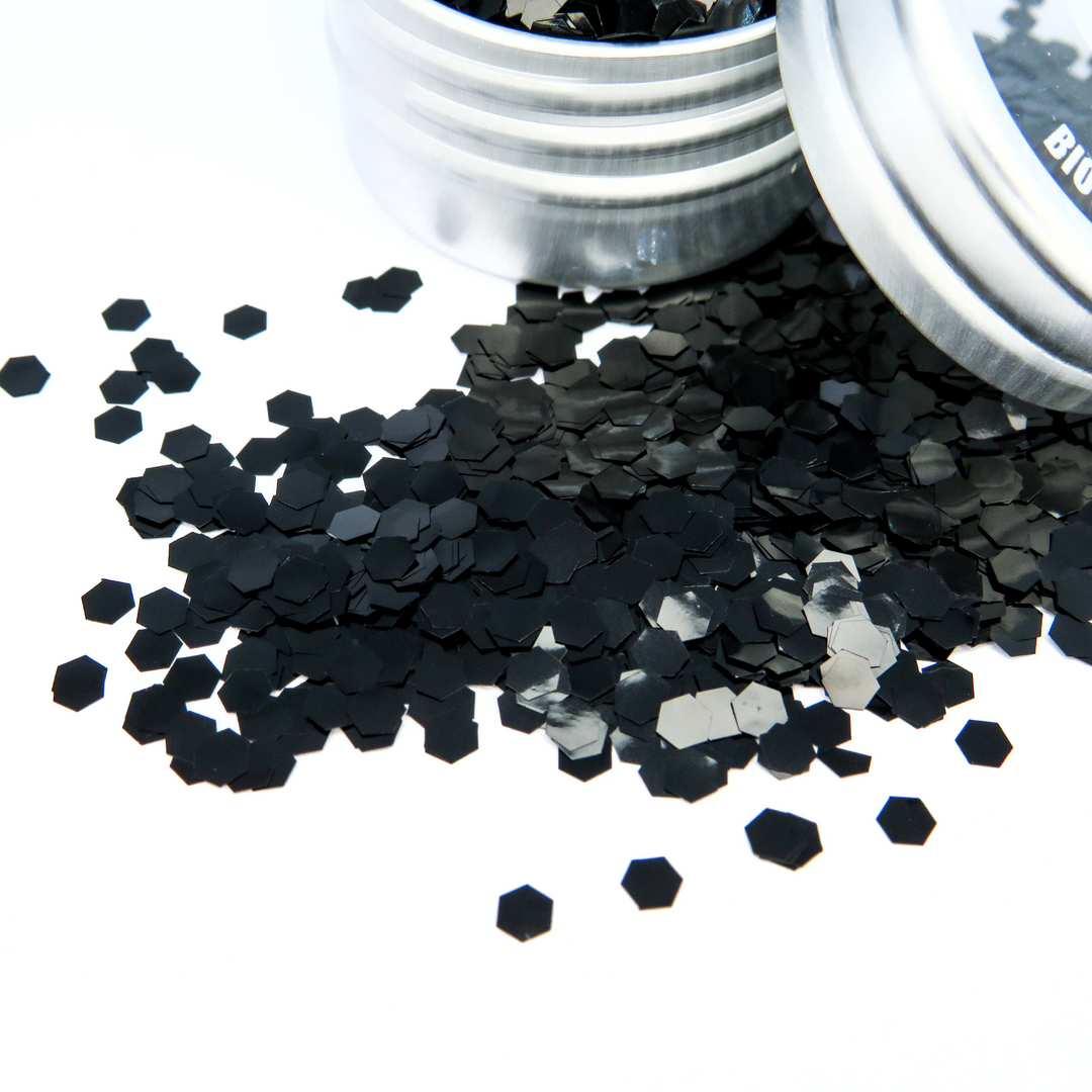 Obsidian black biodegradable glitter by Luminosity glitter.