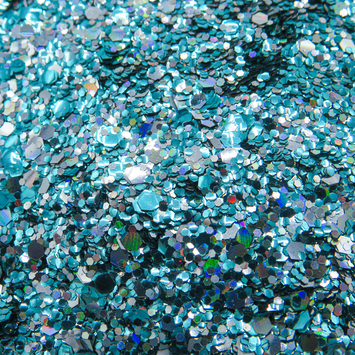 Ocean crush mix of eco friendly cosmetic glitter by Luminosity Glitter can be used on your hair, nails, face and body.