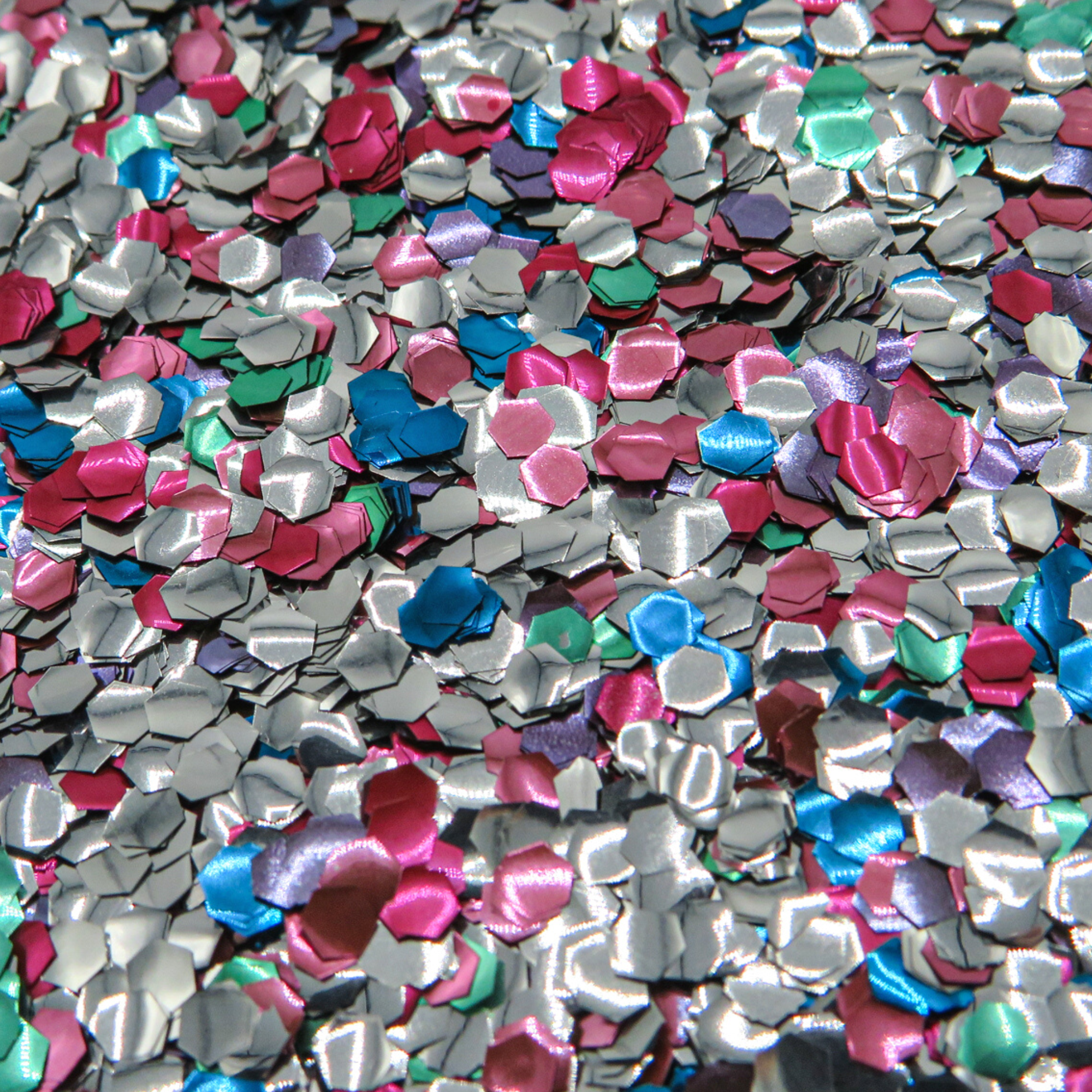 Party llama is an ultra chunky mix of eco glitters in silver, pink, green and blue