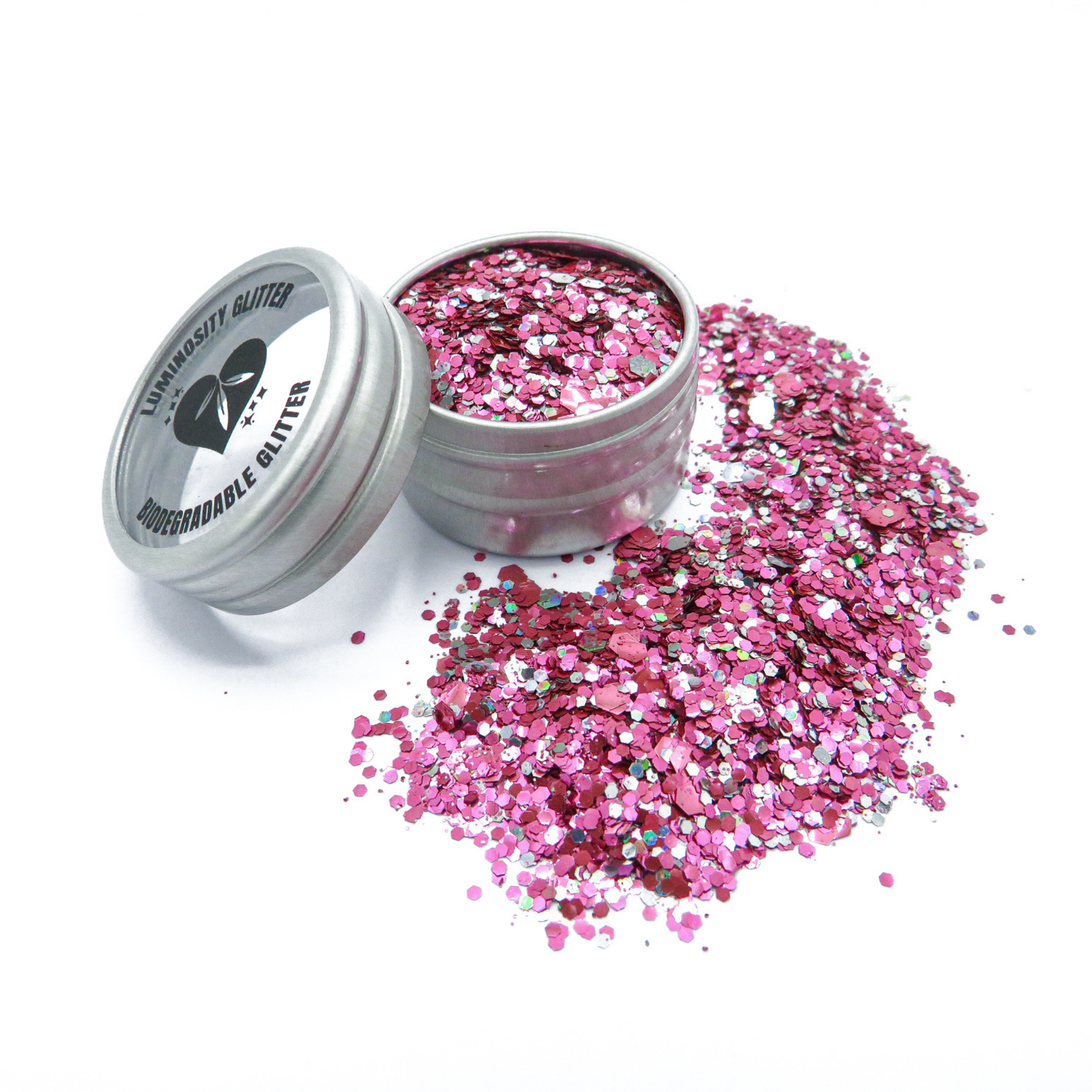 Pink unicorn bioglitter mix of rose pink and silver holographic eco glitter