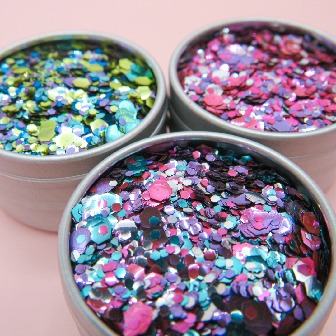 Trio of cosmetic glitters for Luminosity Glitter's razzmatazz set