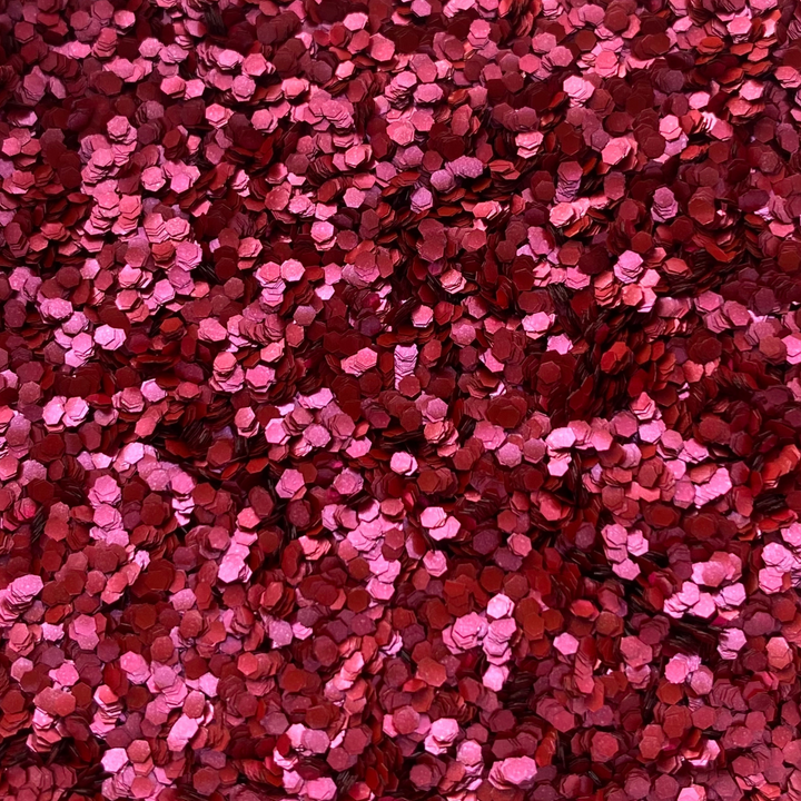 Red chunky glitter by Luminosity Glitter. Made from plants not plastic