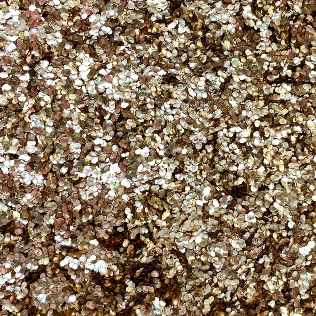 Rose gold chunky eco glitter by Luminosity Glitter is proven to biodegrade quickly in a natural environment in a matter of weeks.
