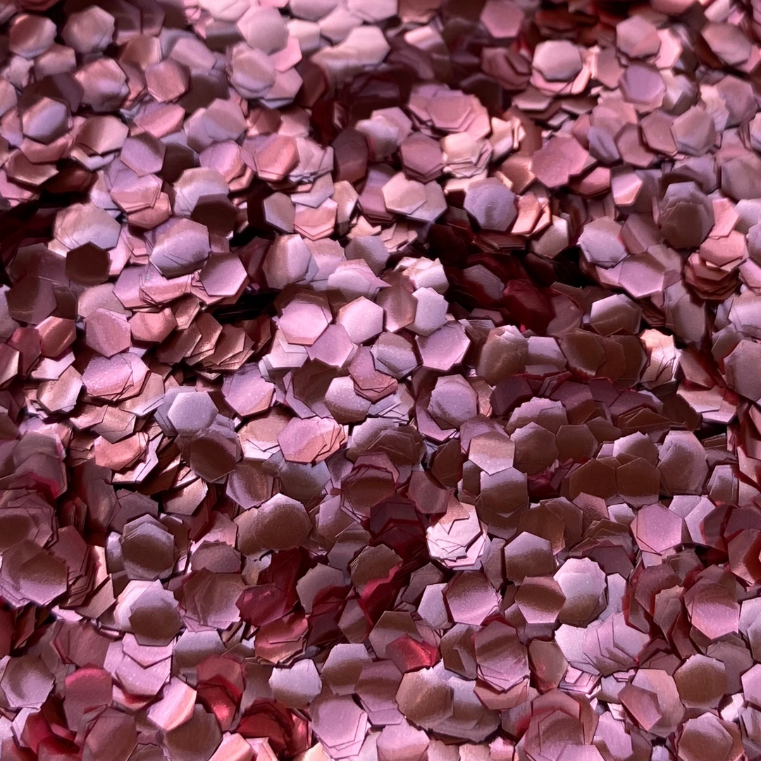 Rose pink super chunky eco glitter for festivals and makeup.